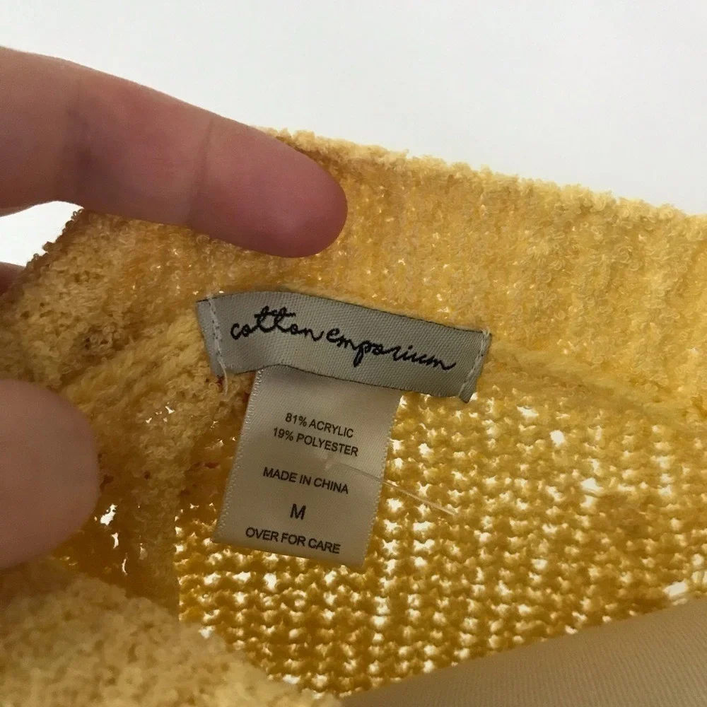 Cotton‎ Emporium Sweater Yellow Scalloped Hem Spring Stitch Fix M